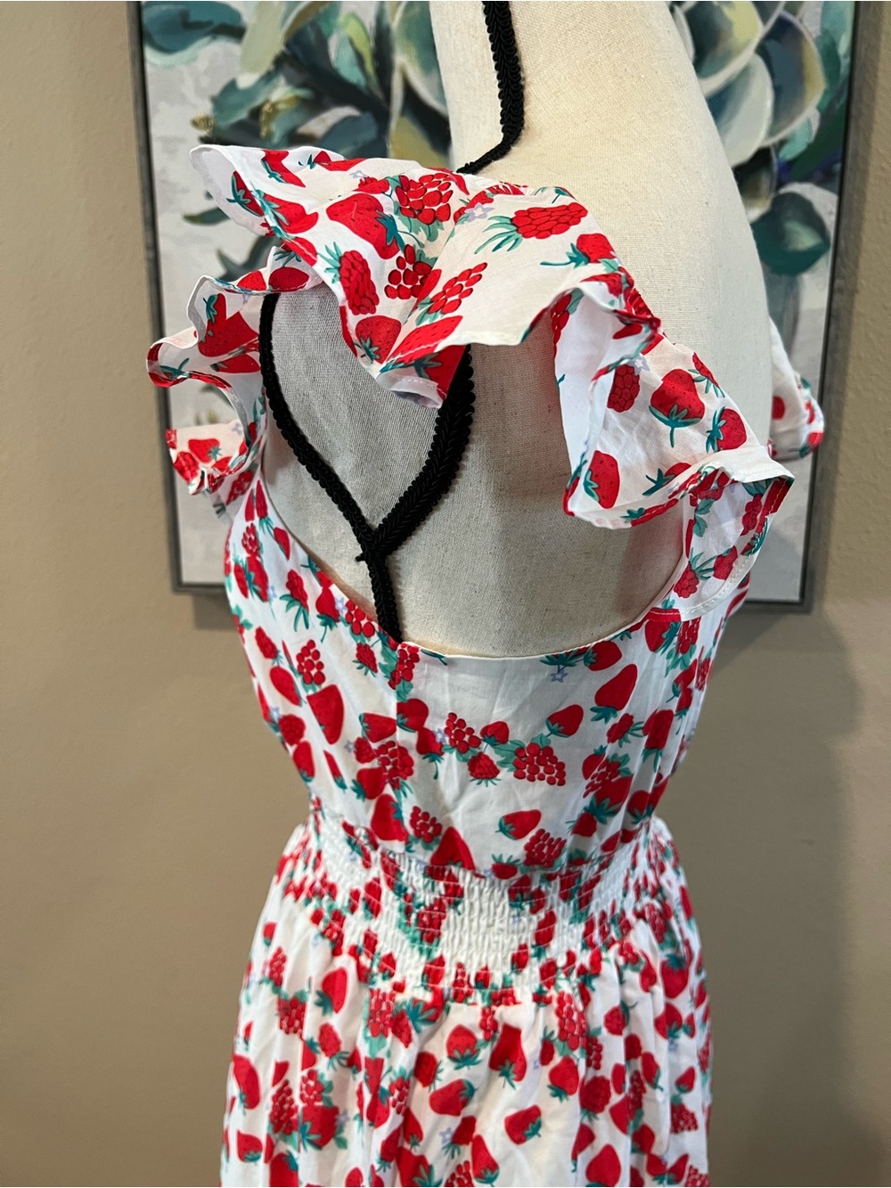 Betsey Johnson White Maxi Dress with Red Strawberry Print - Picture 7 of 11